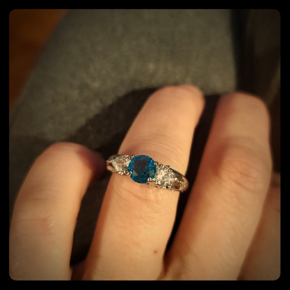 Blue Topaz and Diamond Ring